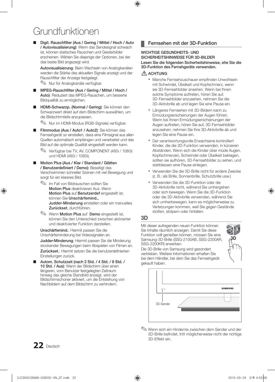Grundfunktionen | Samsung UE46C9000ZW User Manual | Page 150 / 257