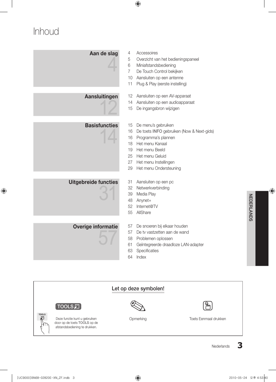Inhoud | Samsung UE46C9000ZW User Manual | Page 195 / 257