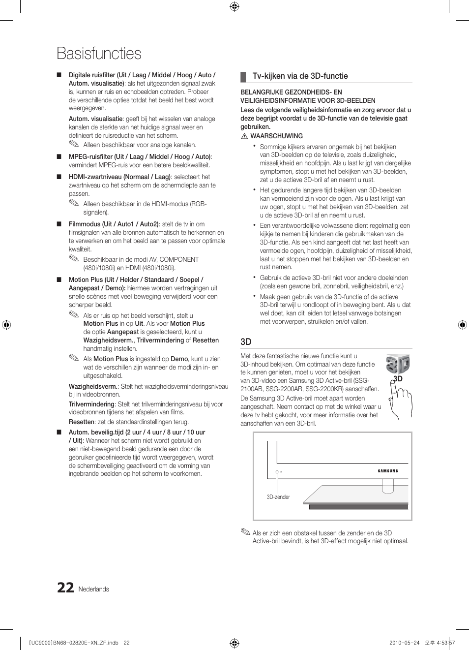 Basisfuncties | Samsung UE46C9000ZW User Manual | Page 214 / 257