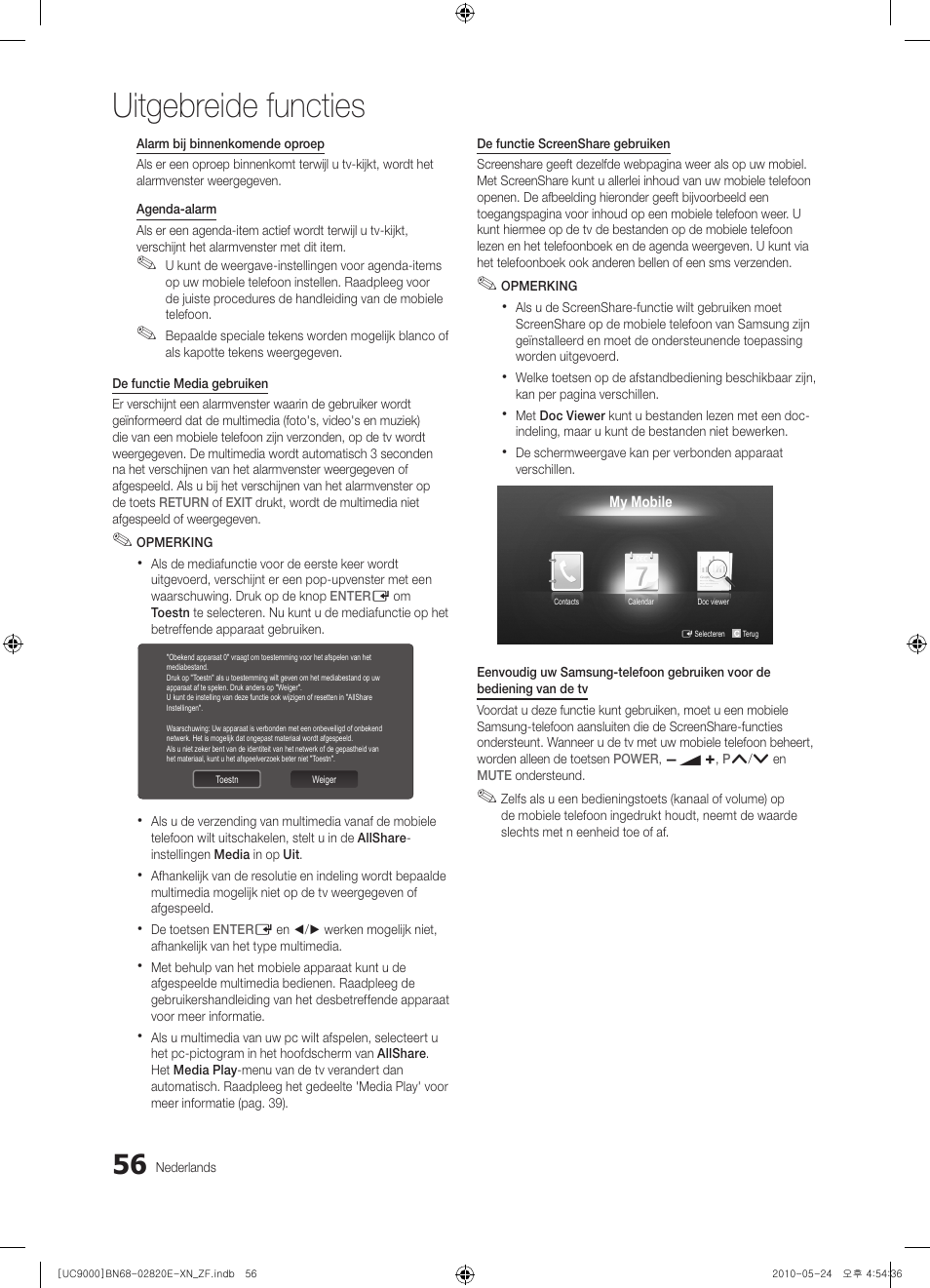 Uitgebreide functies | Samsung UE46C9000ZW User Manual | Page 248 / 257