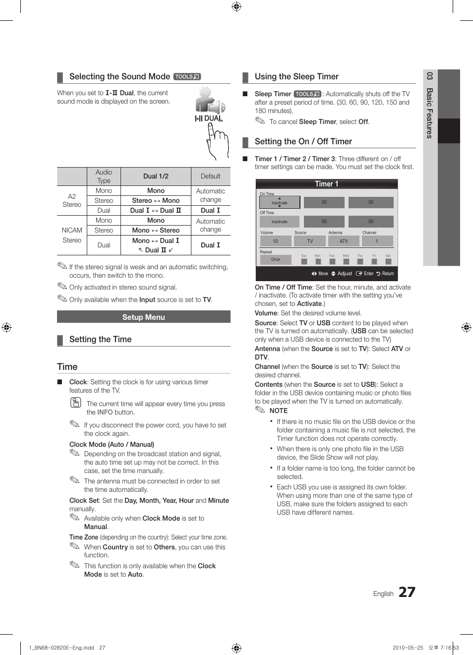 Time | Samsung UE46C9000ZW User Manual | Page 27 / 257