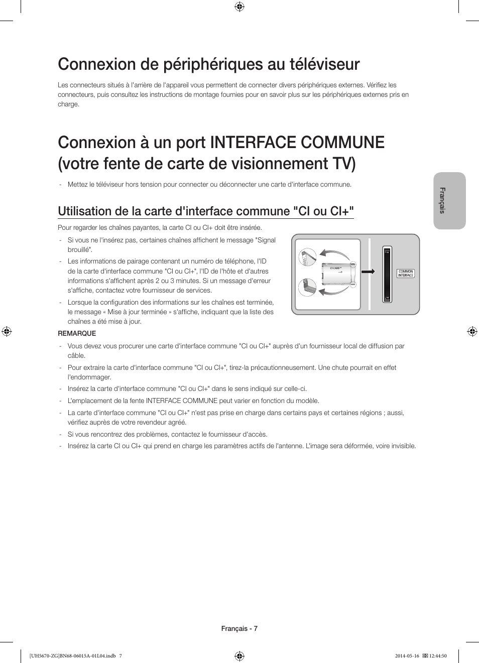 Connexion de périphériques au téléviseur | Samsung UE22H5670SS User Manual | Page 47 / 81