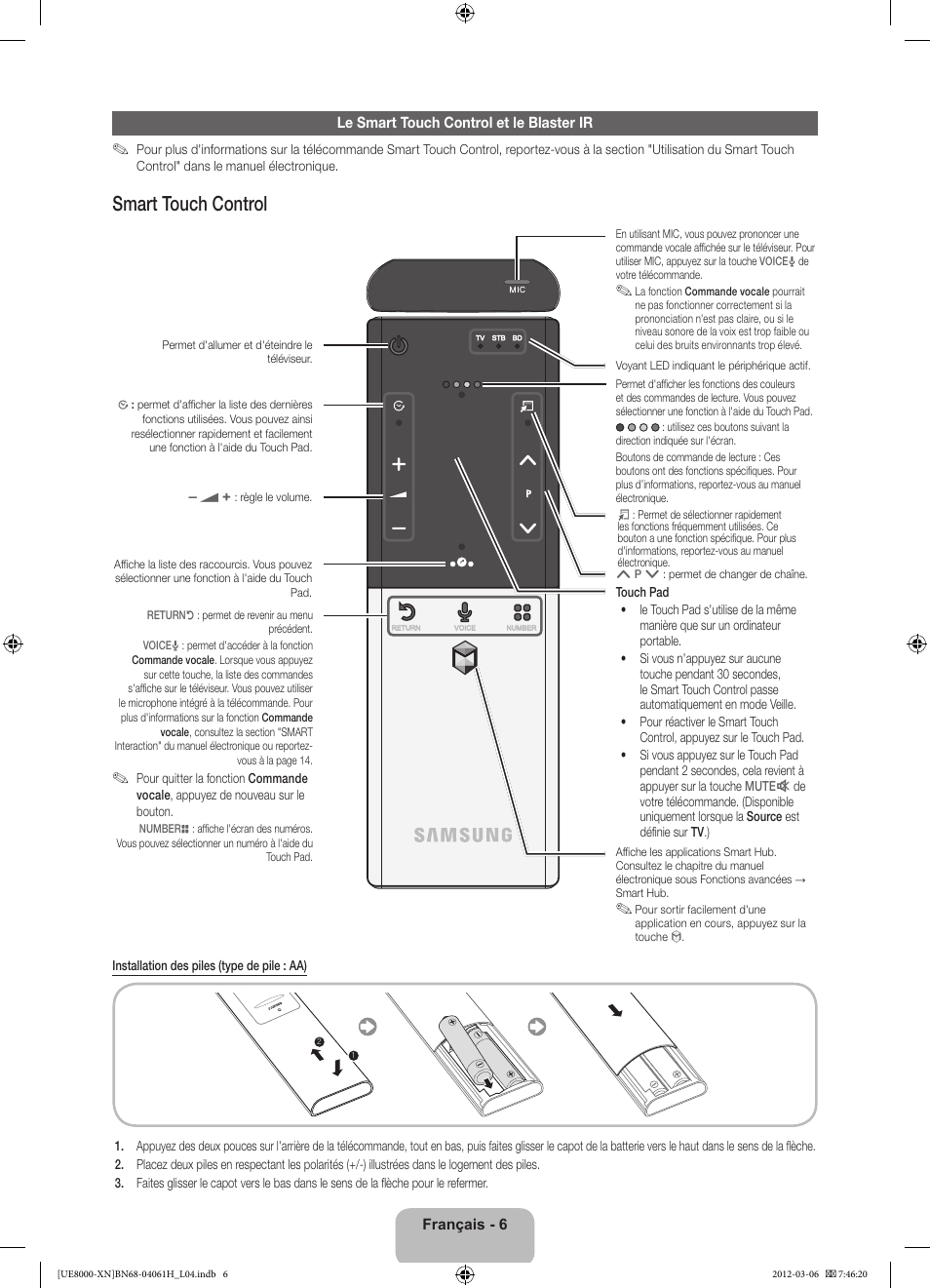 Smart touch control | Samsung UE40ES8000S User Manual | Page 29 / 93