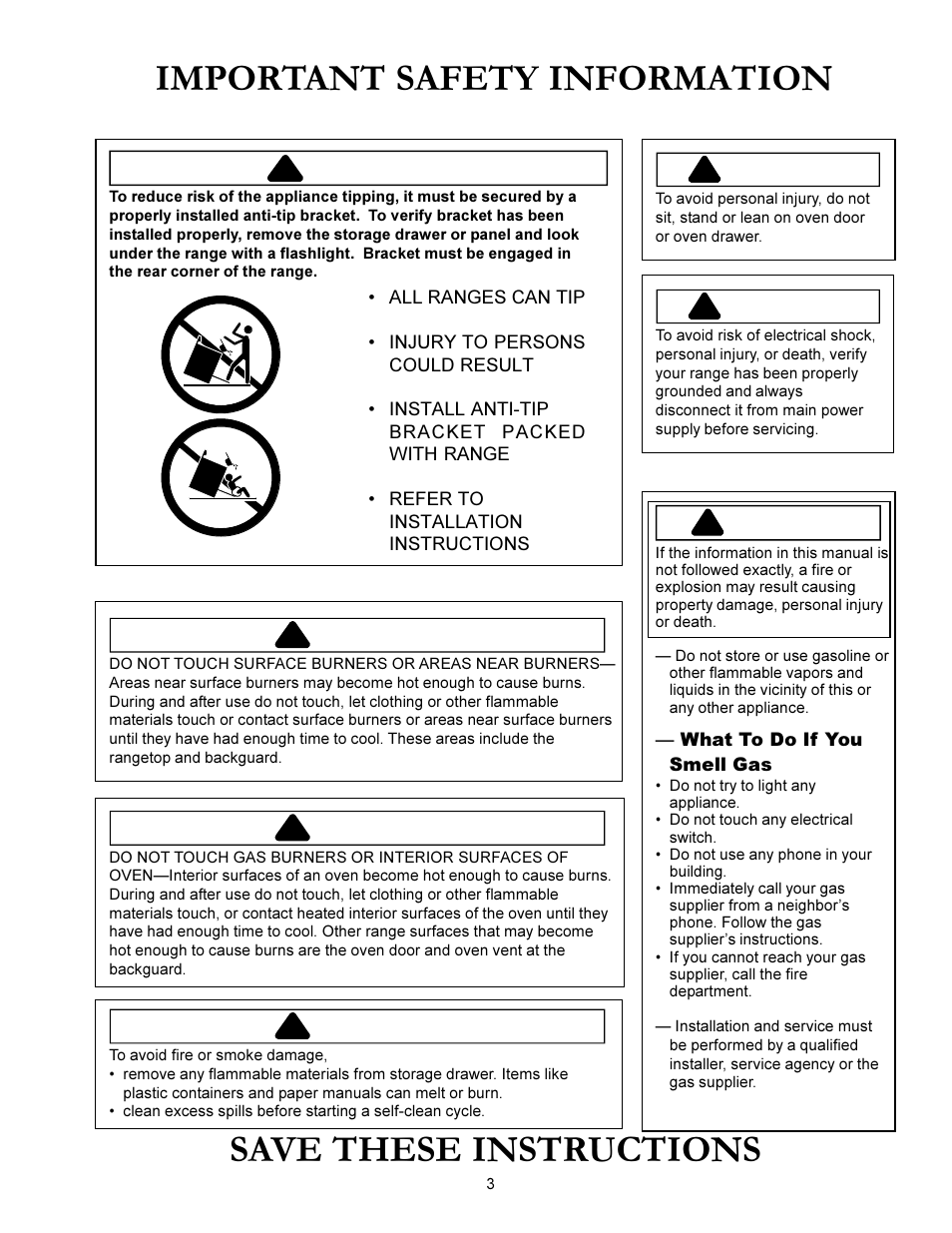 Warning, Caution | Amana ACS3350 User Manual | Page 3 / 28