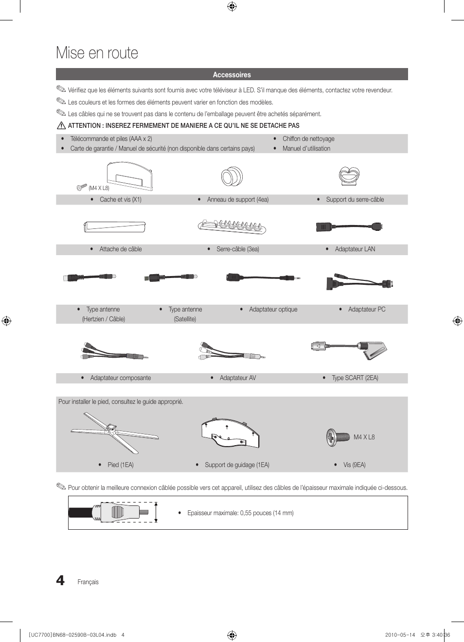 Mise en route | Samsung UE40C7700WS User Manual | Page 132 / 257