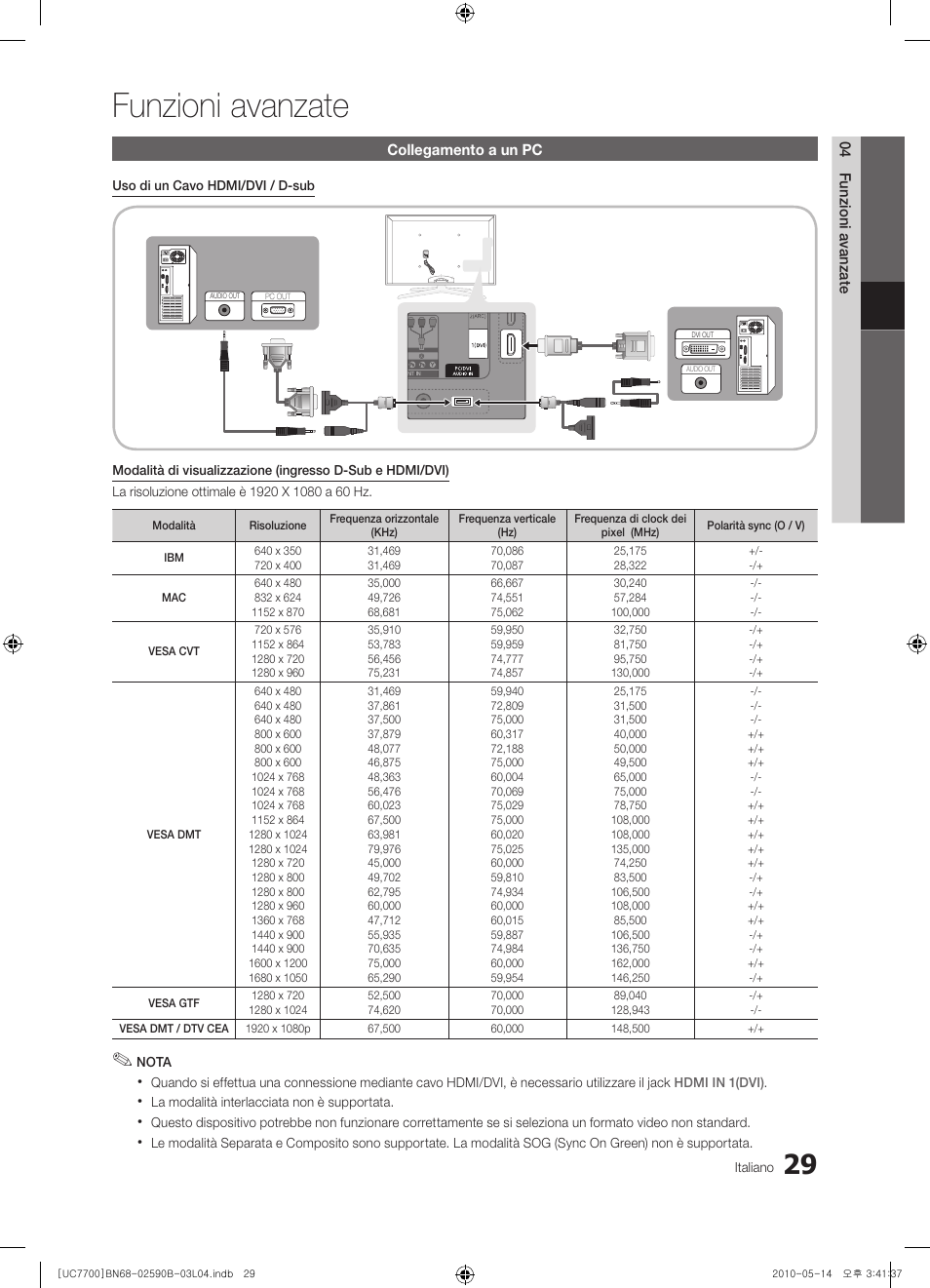 Funzioni avanzate | Samsung UE40C7700WS User Manual | Page 221 / 257