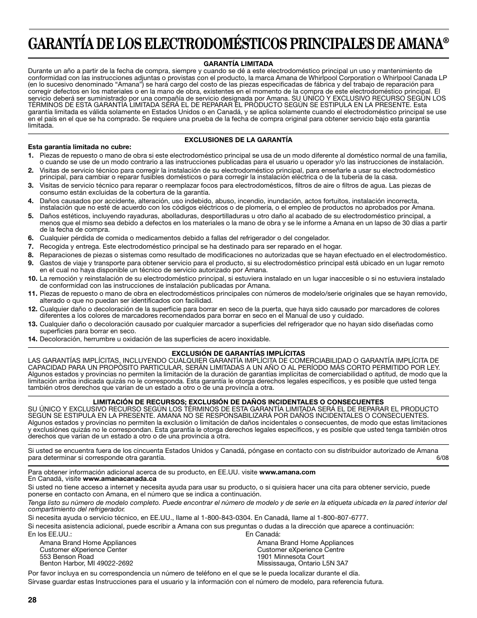 Amana W10214254A User Manual | Page 28 / 42