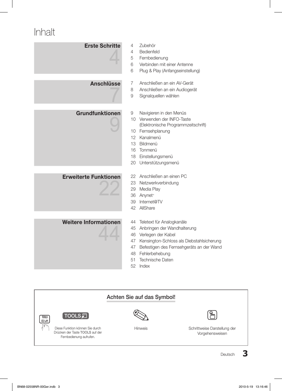 Inhalt | Samsung LE32C650L1W User Manual | Page 107 / 209