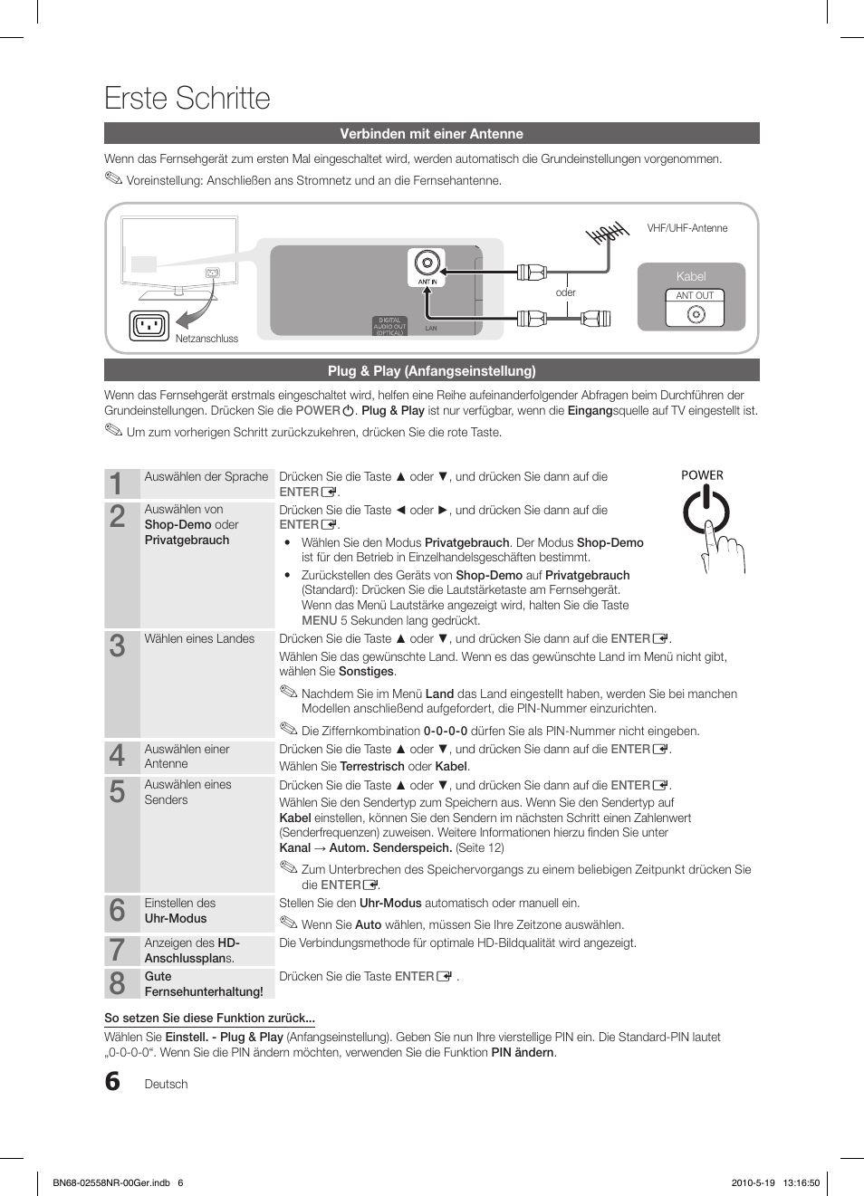 Erste schritte | Samsung LE32C650L1W User Manual | Page 110 / 209