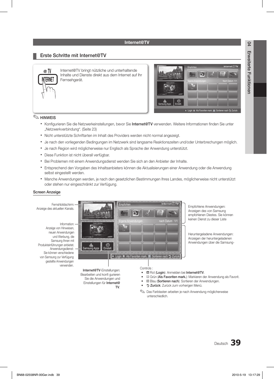 Erste schritte mit internet@tv | Samsung LE32C650L1W User Manual | Page 143 / 209