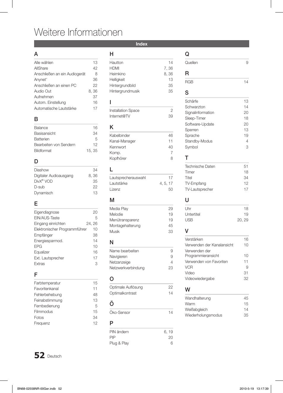 Weitere informationen | Samsung LE32C650L1W User Manual | Page 156 / 209