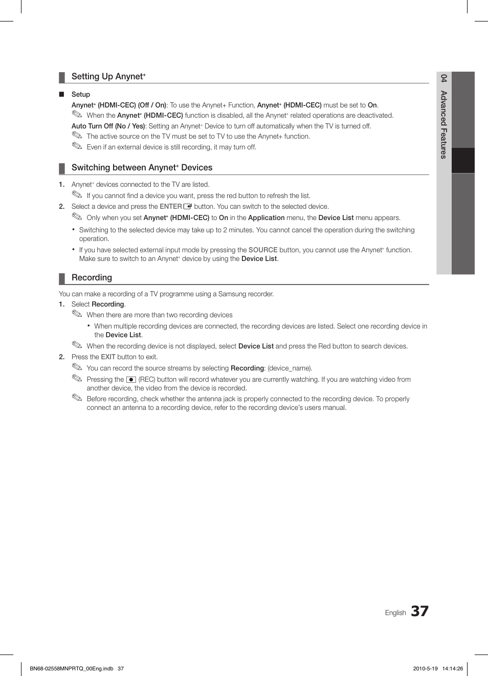 Samsung LE32C650L1W User Manual | Page 37 / 209