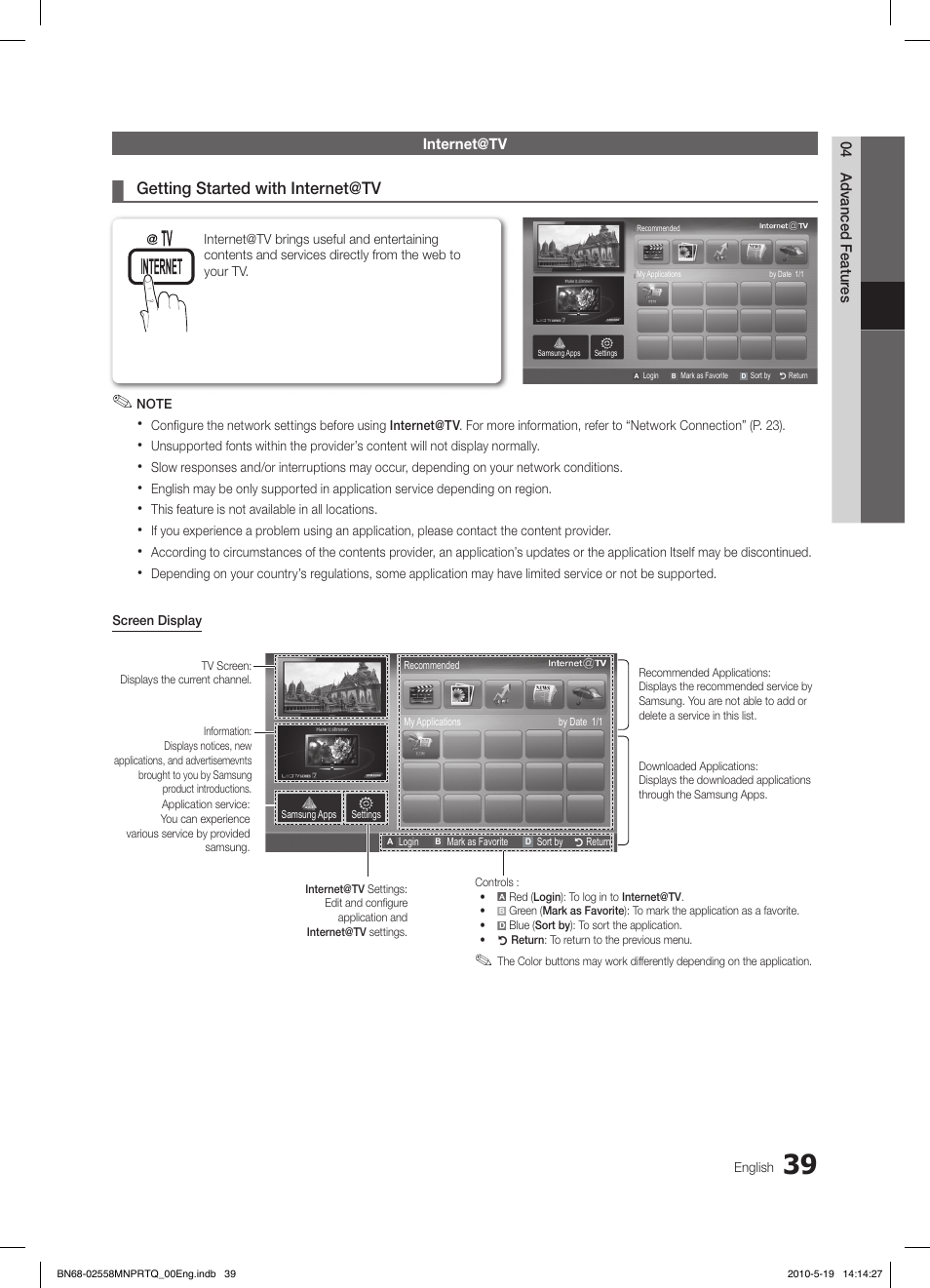 Getting started with internet@tv | Samsung LE32C650L1W User Manual | Page 39 / 209