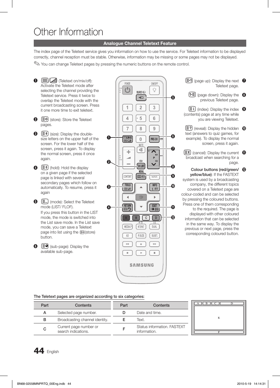 Other information | Samsung LE32C650L1W User Manual | Page 44 / 209