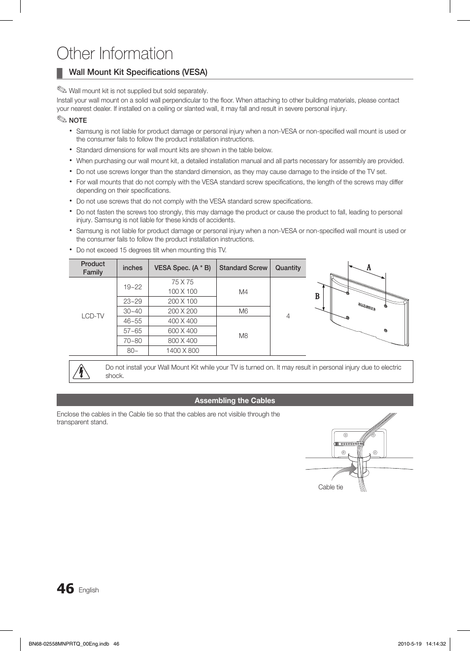Other information | Samsung LE32C650L1W User Manual | Page 46 / 209