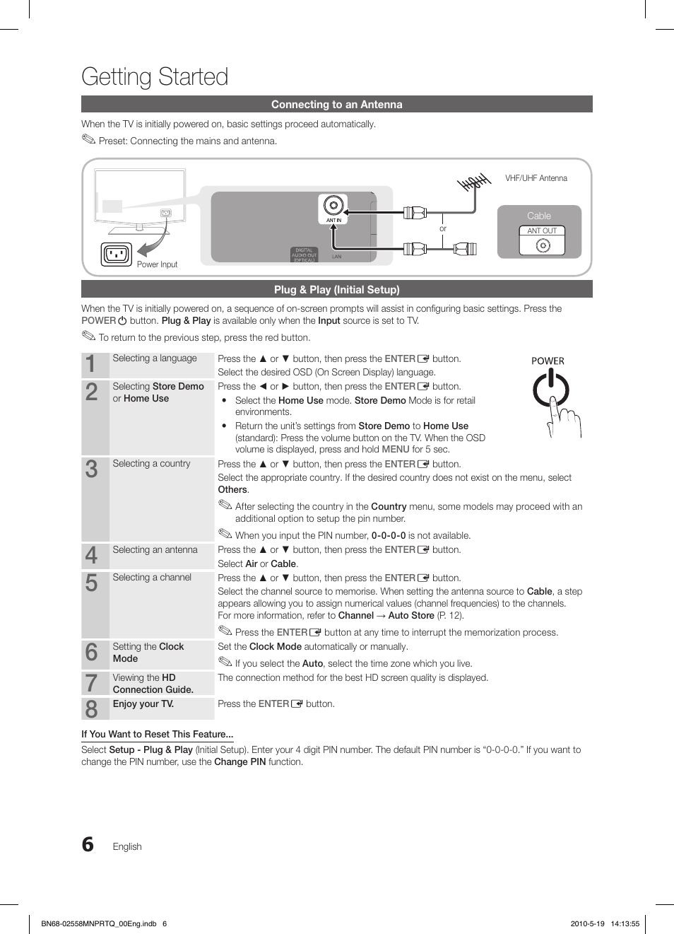 Getting started | Samsung LE32C650L1W User Manual | Page 6 / 209