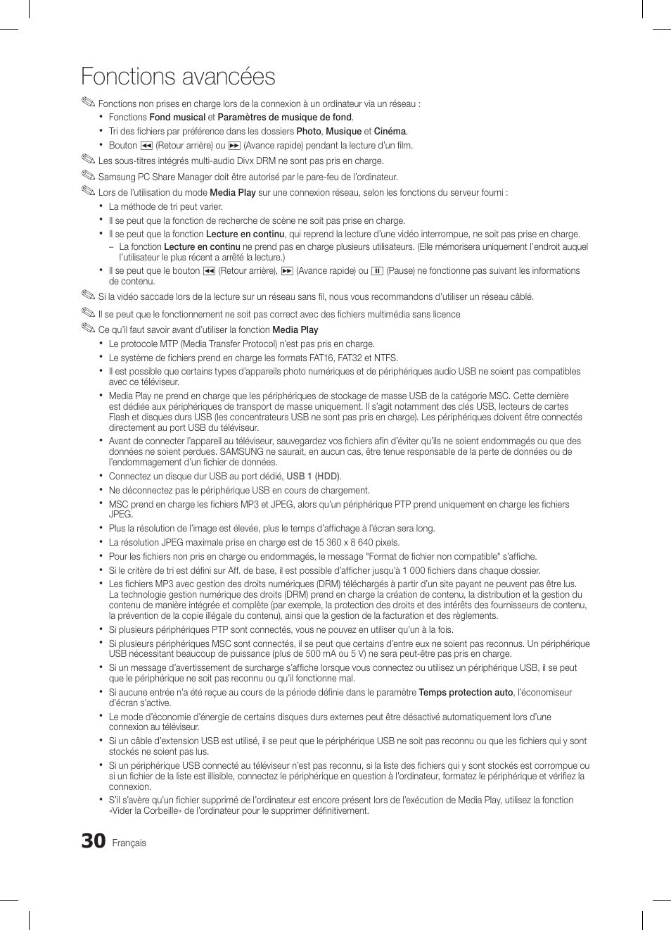 Fonctions avancées | Samsung LE32C650L1W User Manual | Page 82 / 209