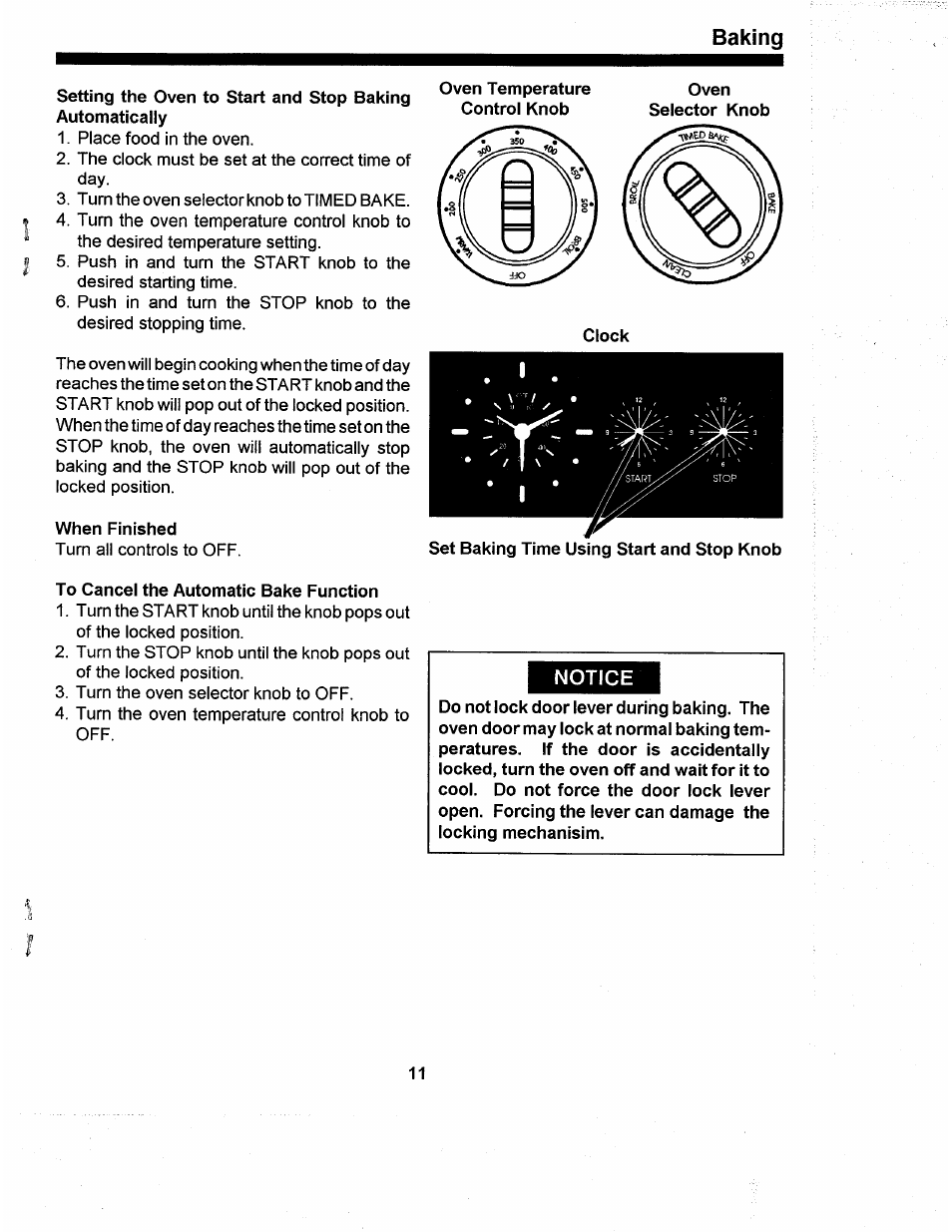 When finished, To cancel the automatic bake function, Baking | Amana ARR624 User Manual | Page 11 / 18