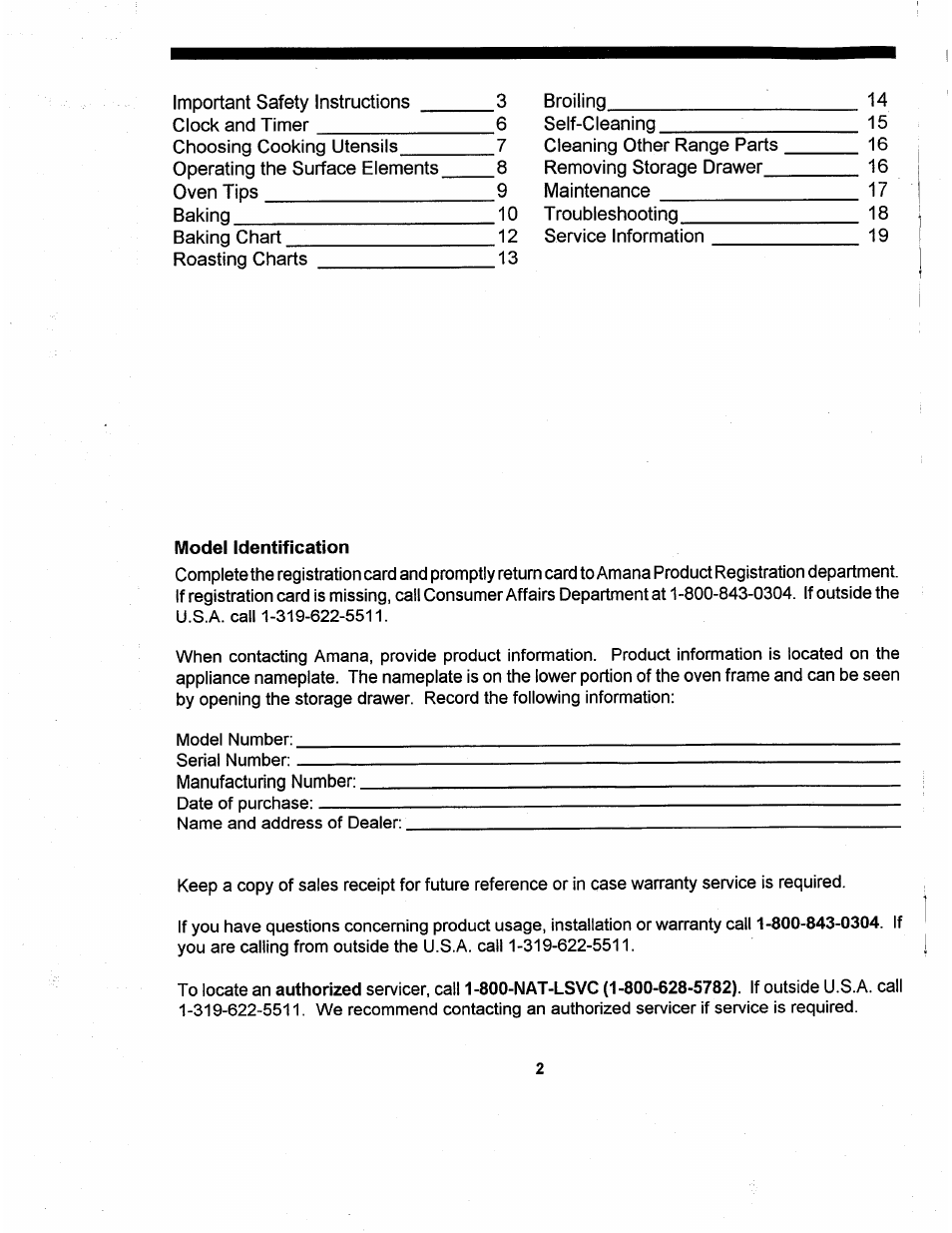 Model identification | Amana ARR624 User Manual | Page 2 / 18