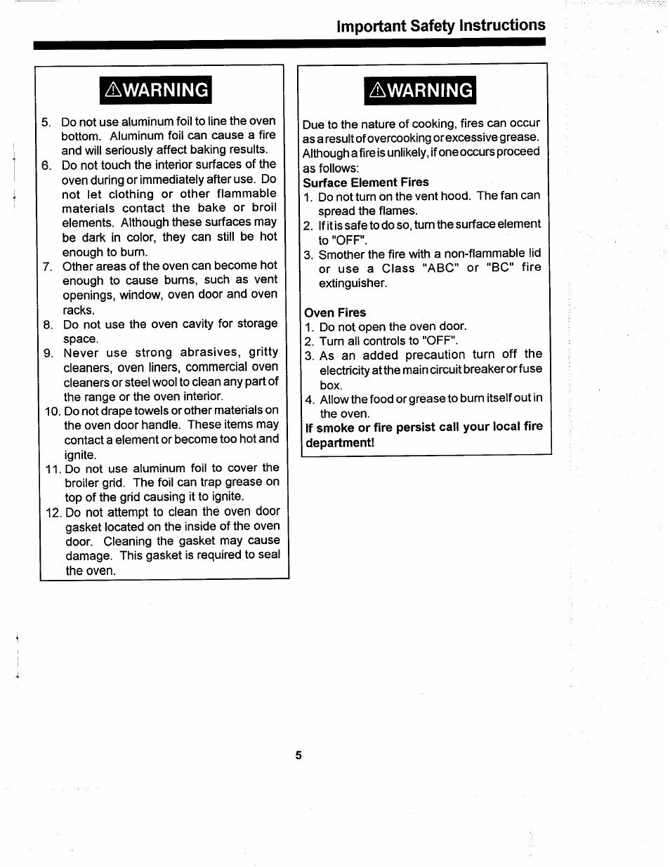 Awarning, Important safety instructions | Amana ARR624 User Manual | Page 5 / 18