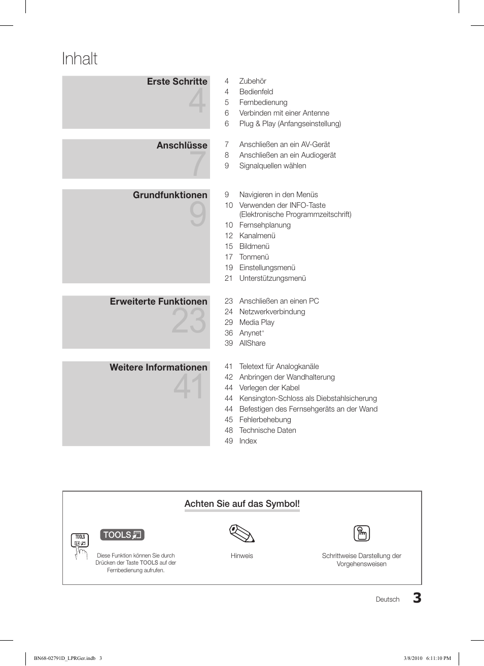 Inhalt | Samsung LE46C570J1S User Manual | Page 101 / 197