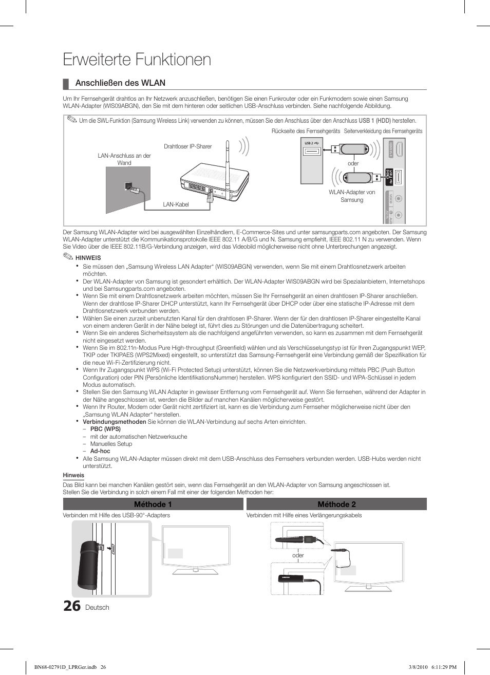Erweiterte funktionen | Samsung LE46C570J1S User Manual | Page 124 / 197