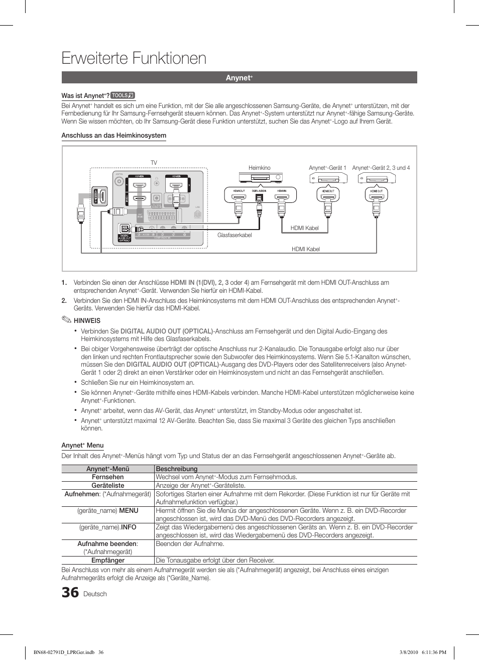 Erweiterte funktionen | Samsung LE46C570J1S User Manual | Page 134 / 197