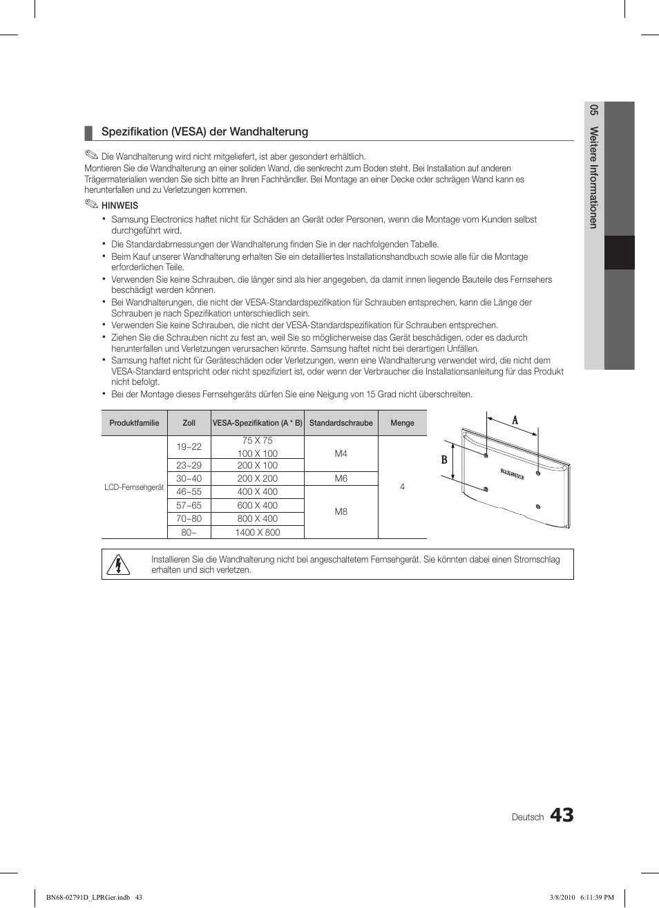 Samsung LE46C570J1S User Manual | Page 141 / 197