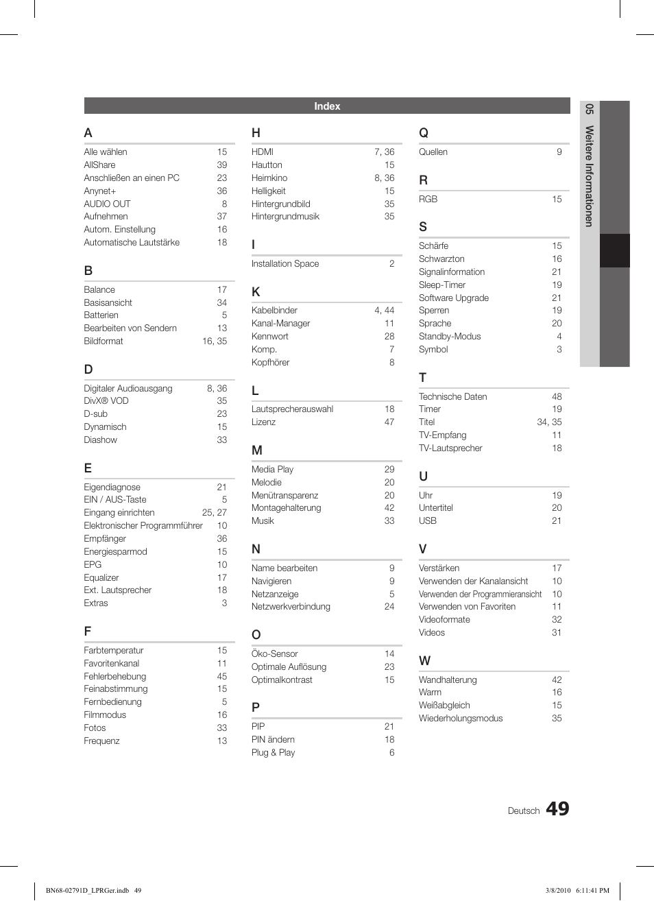 Samsung LE46C570J1S User Manual | Page 147 / 197