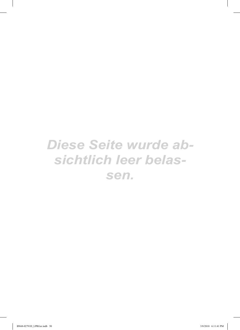 Diese seite wurde ab- sichtlich leer belas- sen | Samsung LE46C570J1S User Manual | Page 148 / 197