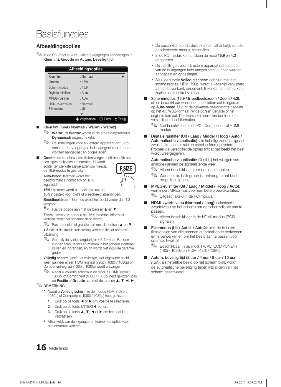 Basisfuncties | Samsung LE46C570J1S User Manual | Page 163 / 197