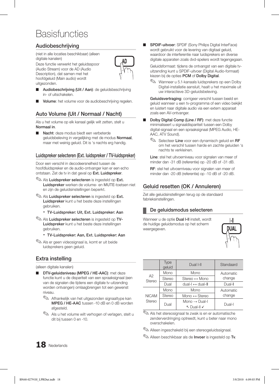 Basisfuncties | Samsung LE46C570J1S User Manual | Page 165 / 197