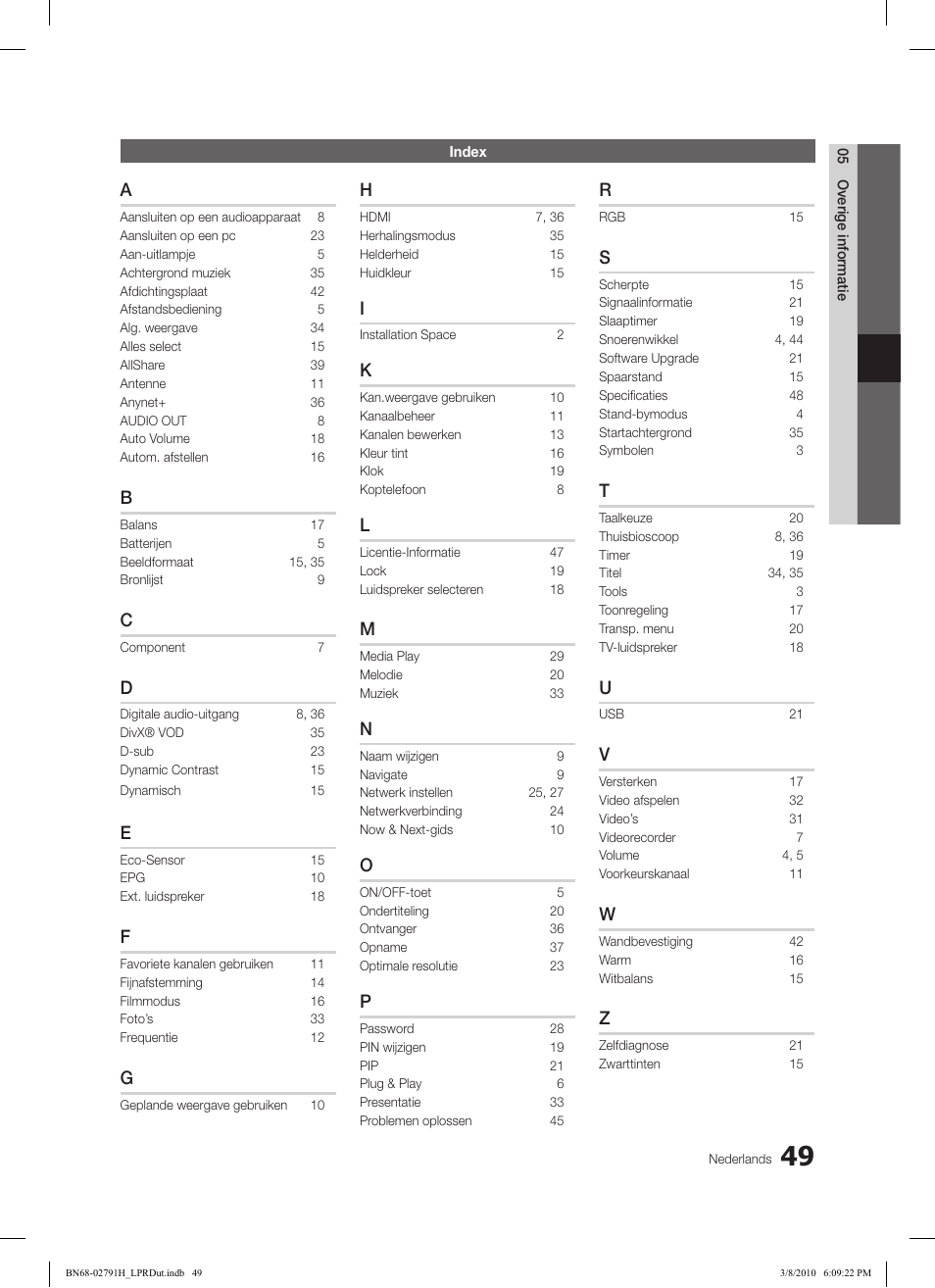 Samsung LE46C570J1S User Manual | Page 196 / 197