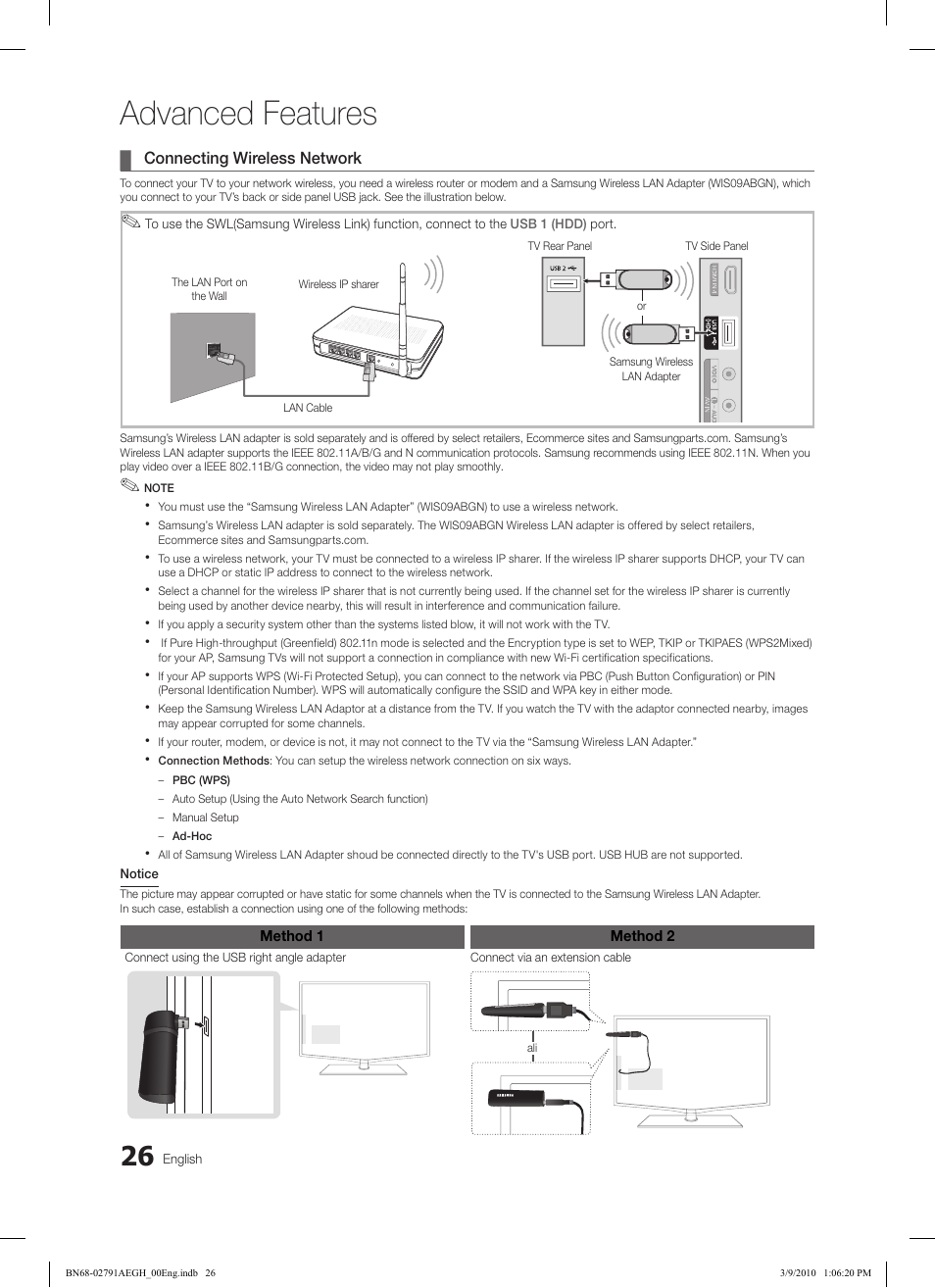Advanced features | Samsung LE46C570J1S User Manual | Page 26 / 197