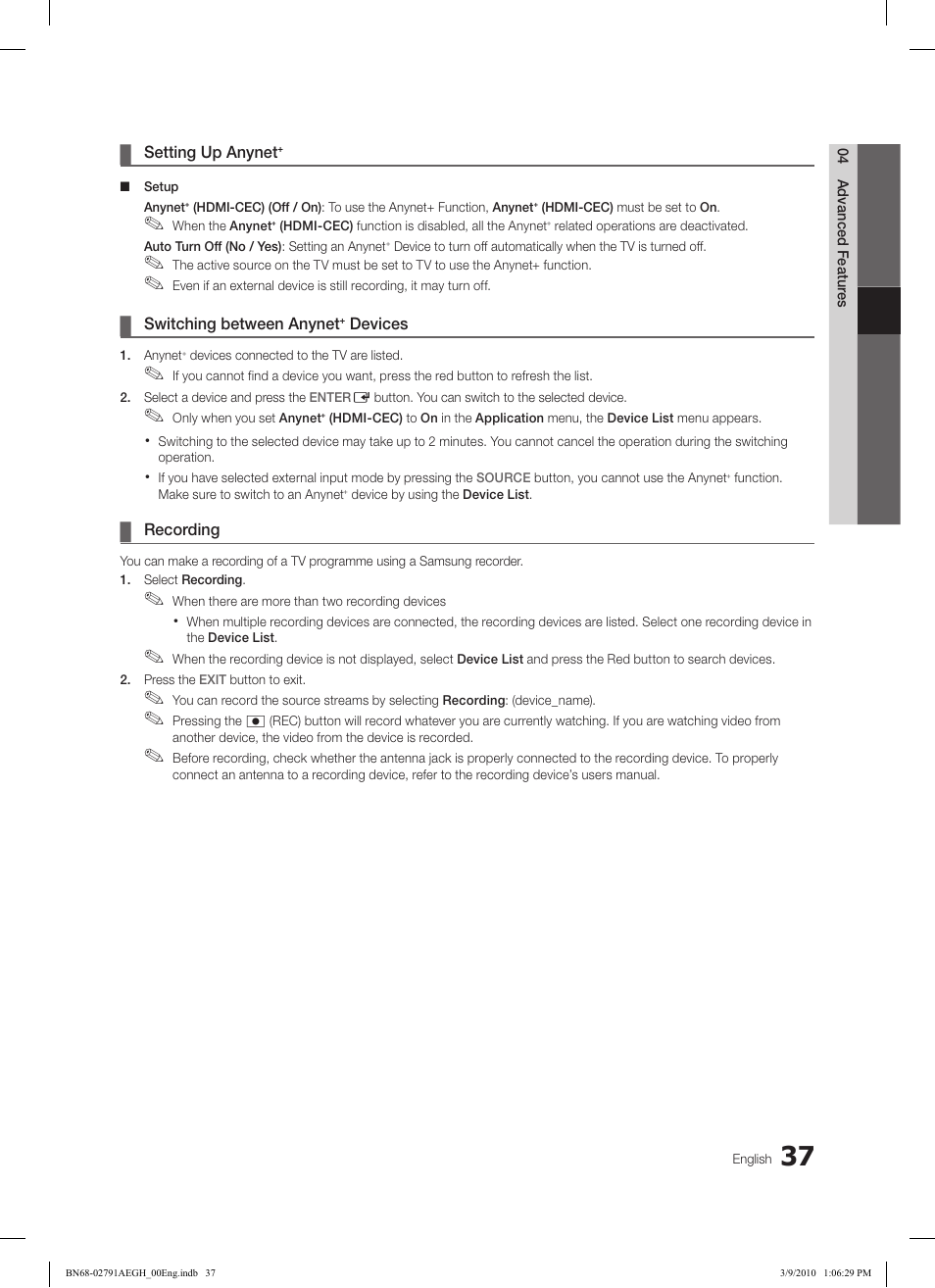 Samsung LE46C570J1S User Manual | Page 37 / 197