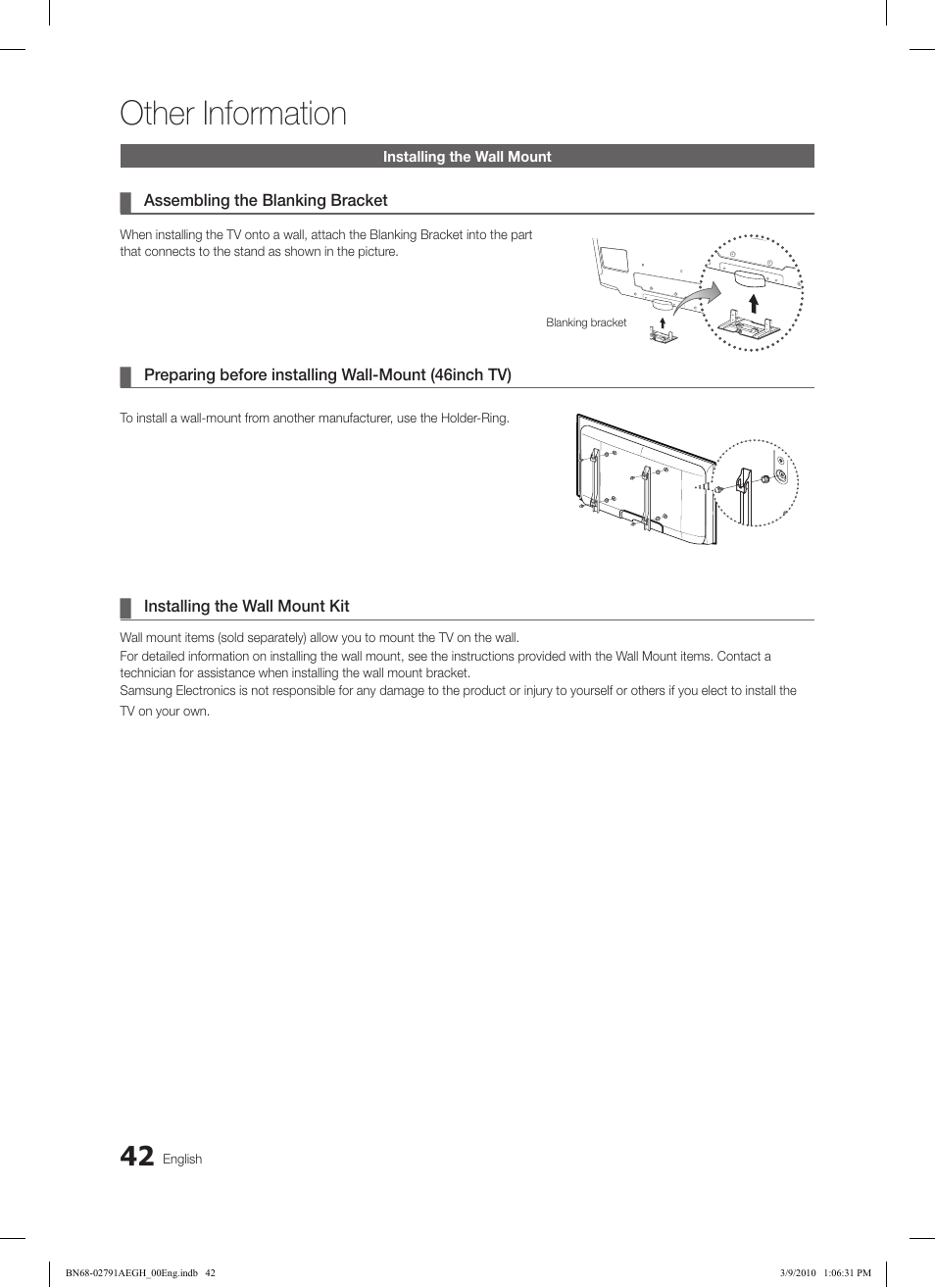 Other information | Samsung LE46C570J1S User Manual | Page 42 / 197
