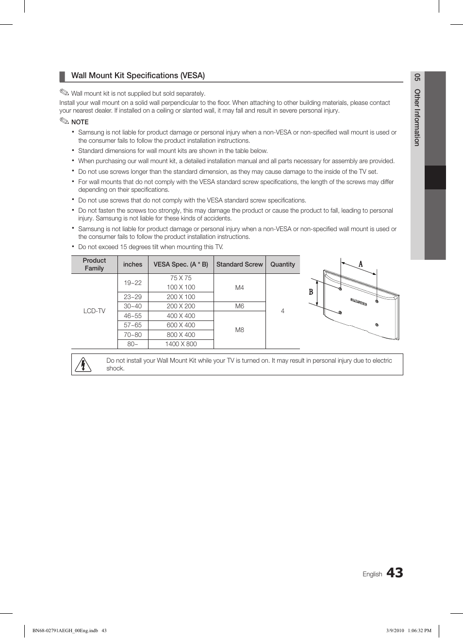 Samsung LE46C570J1S User Manual | Page 43 / 197