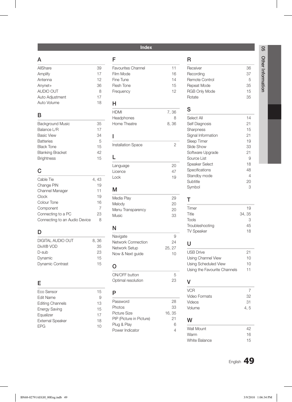 Samsung LE46C570J1S User Manual | Page 49 / 197