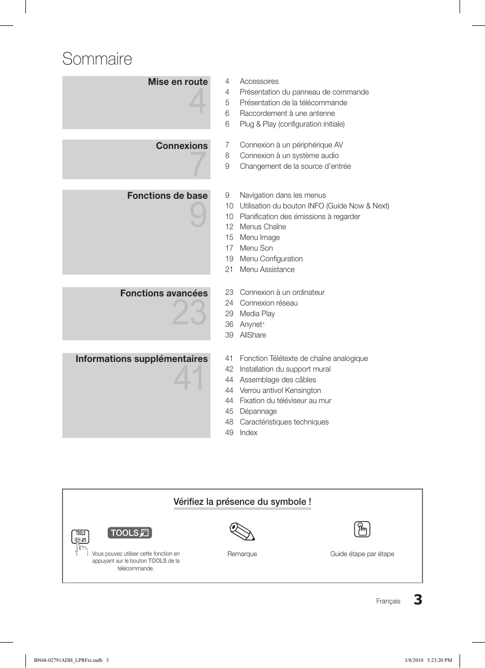 Sommaire | Samsung LE46C570J1S User Manual | Page 52 / 197