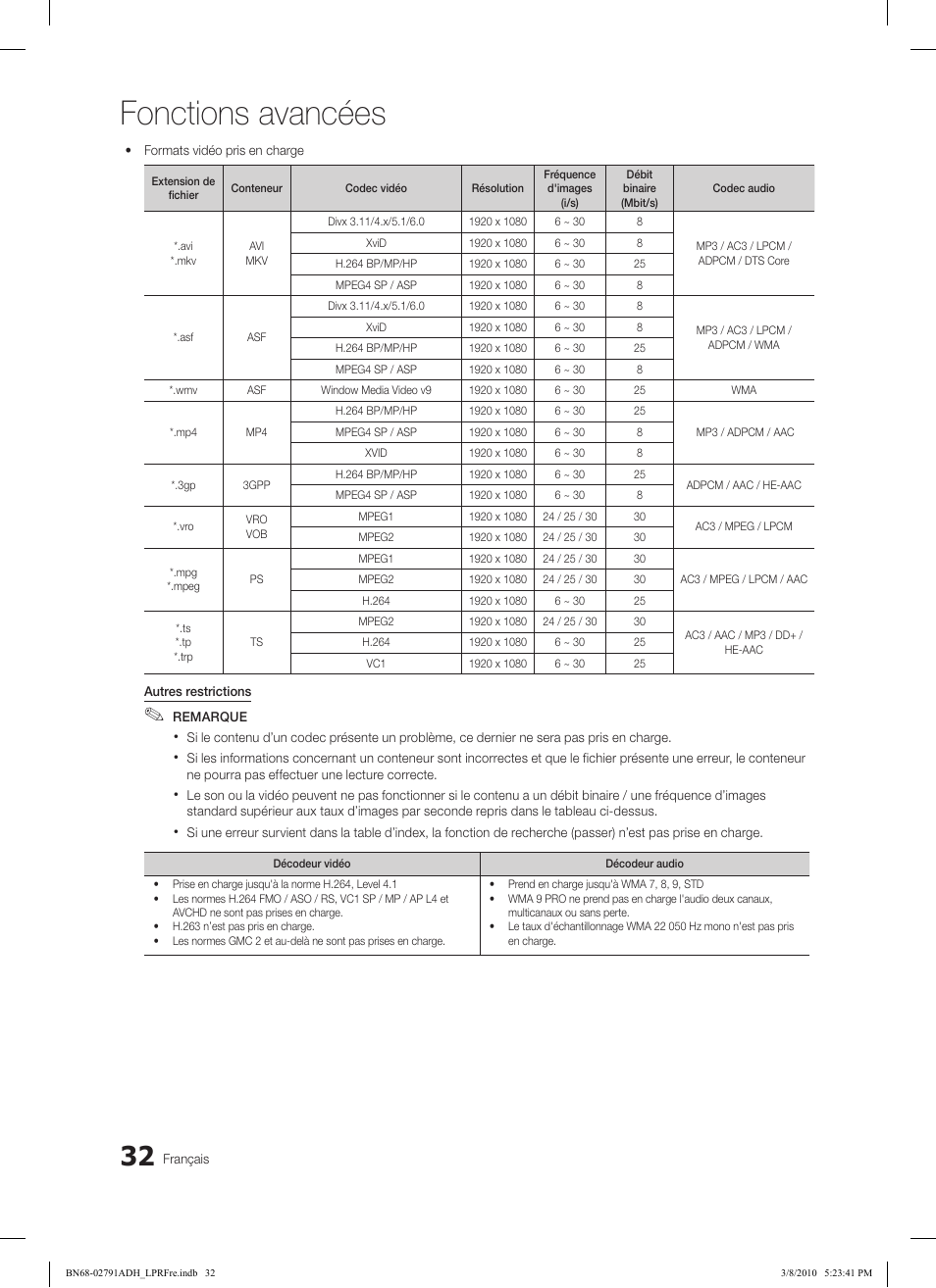 Fonctions avancées | Samsung LE46C570J1S User Manual | Page 81 / 197