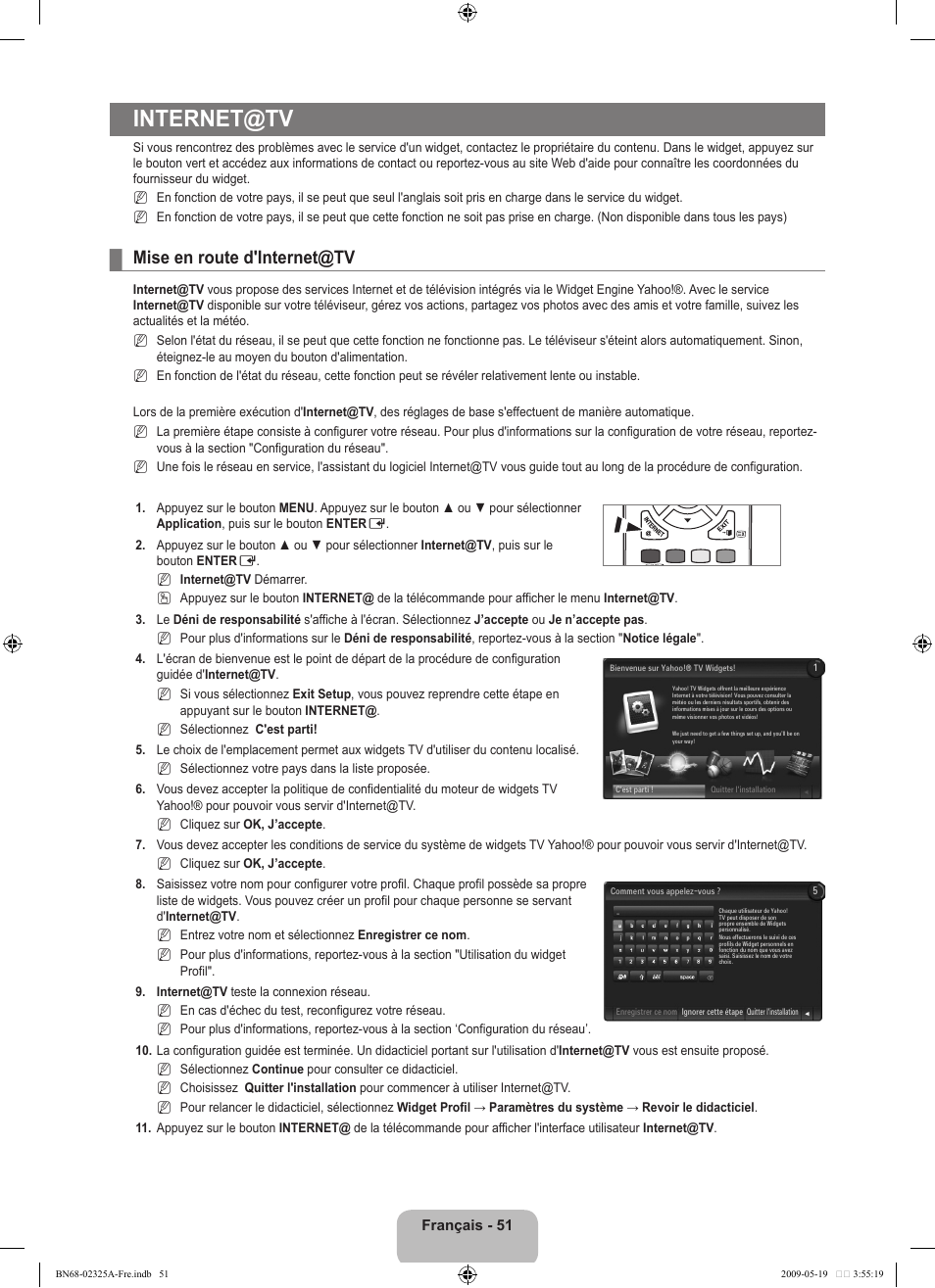 Internet@tv, Mise en route d'internet@tv | Samsung LE37B651T3P User Manual | Page 207 / 302