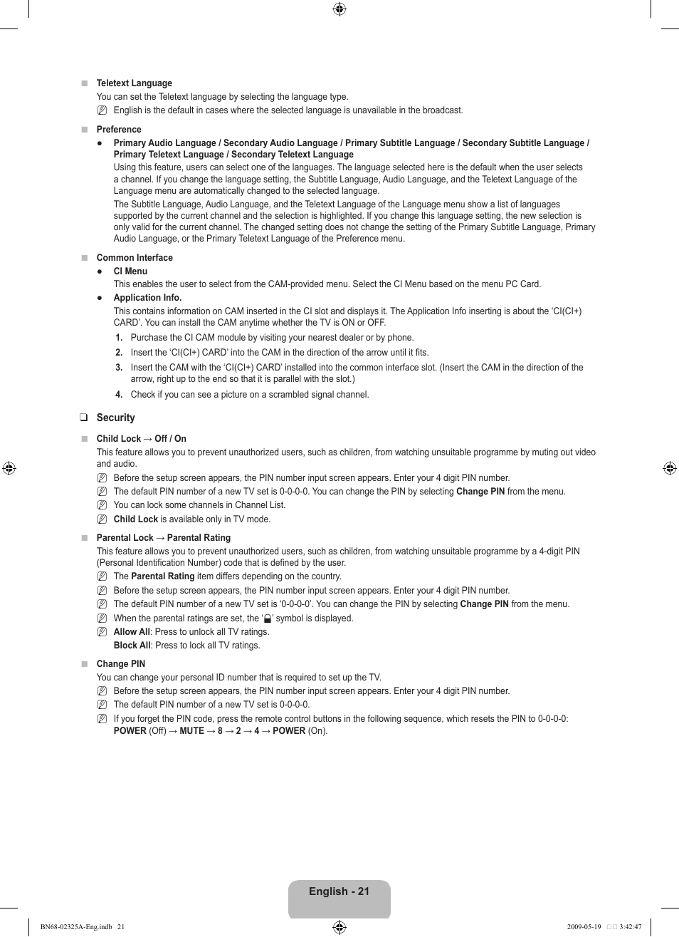 Samsung LE37B651T3P User Manual | Page 23 / 302