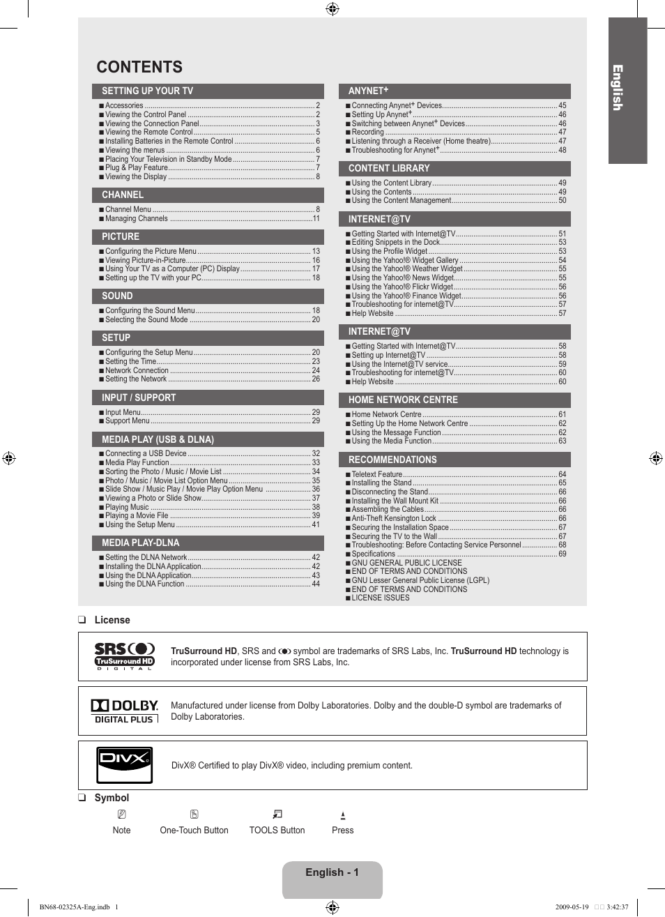 Samsung LE37B651T3P User Manual | Page 3 / 302