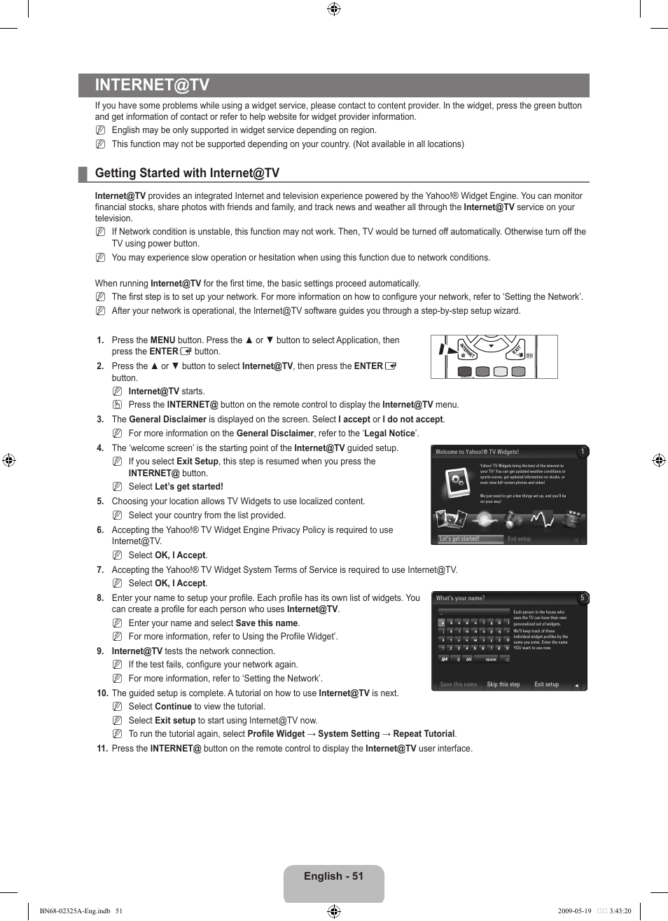 Internet@tv, Getting started with internet@tv | Samsung LE37B651T3P User Manual | Page 53 / 302