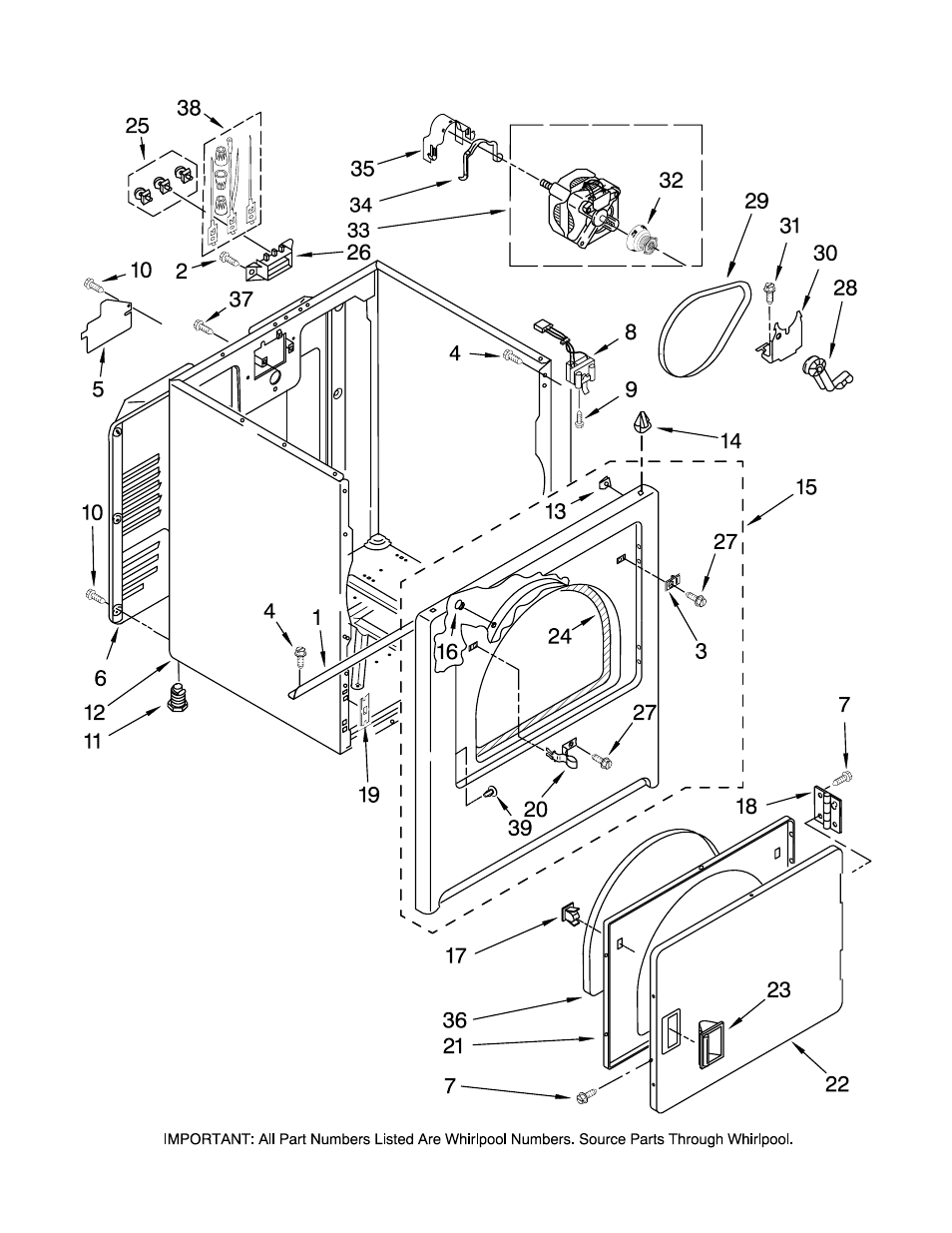 Cabinet, Cabinet parts | Amana NED5200TQ User Manual | Page 3 / 6