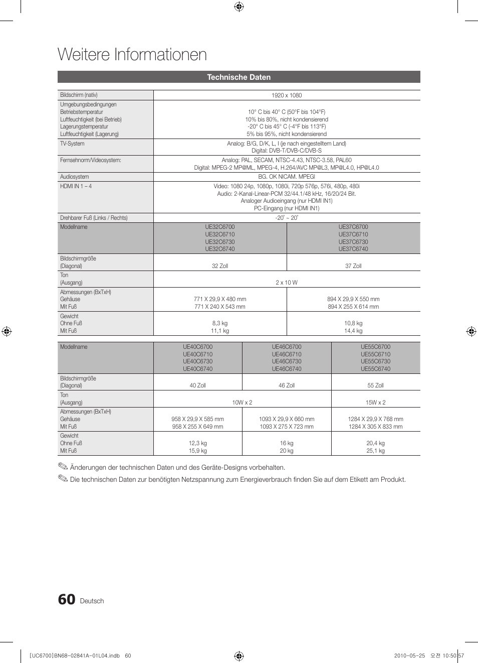 Weitere informationen | Samsung UE37C6730US User Manual | Page 120 / 241