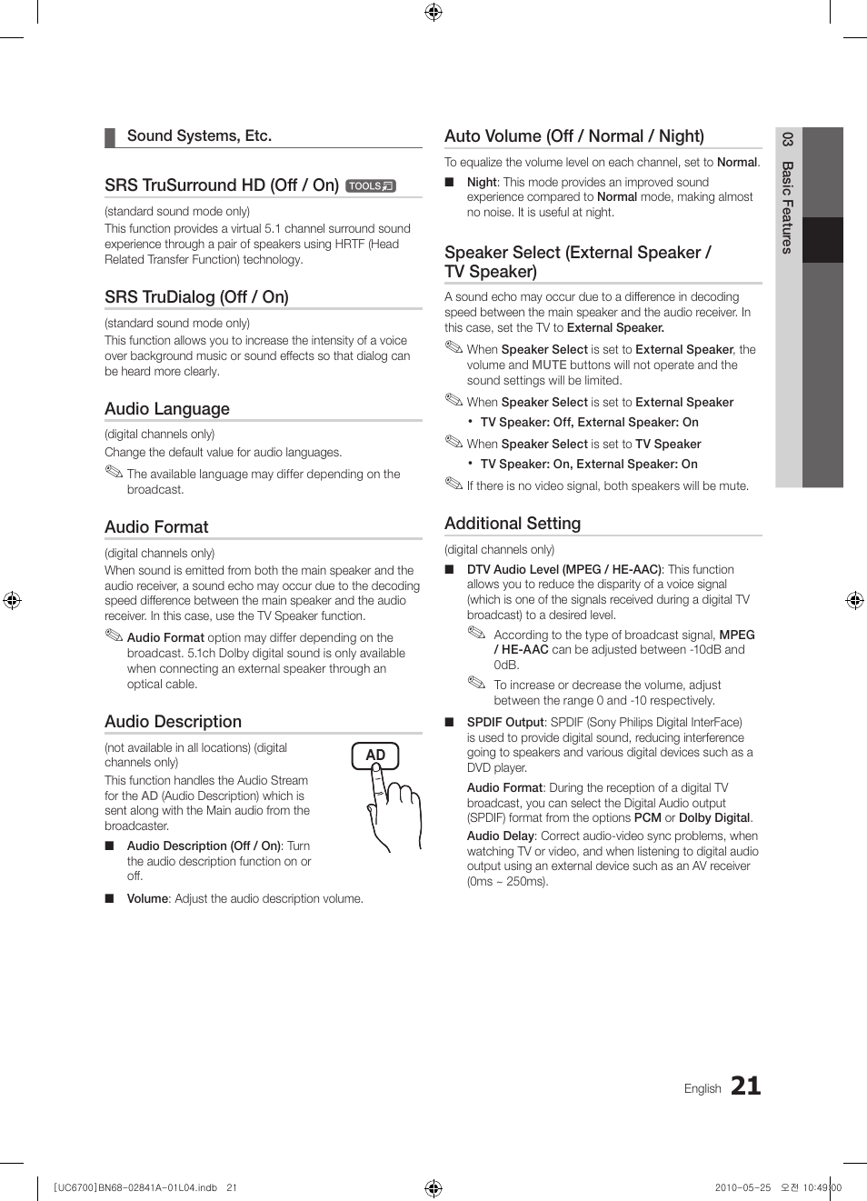 Samsung UE37C6730US User Manual | Page 21 / 241