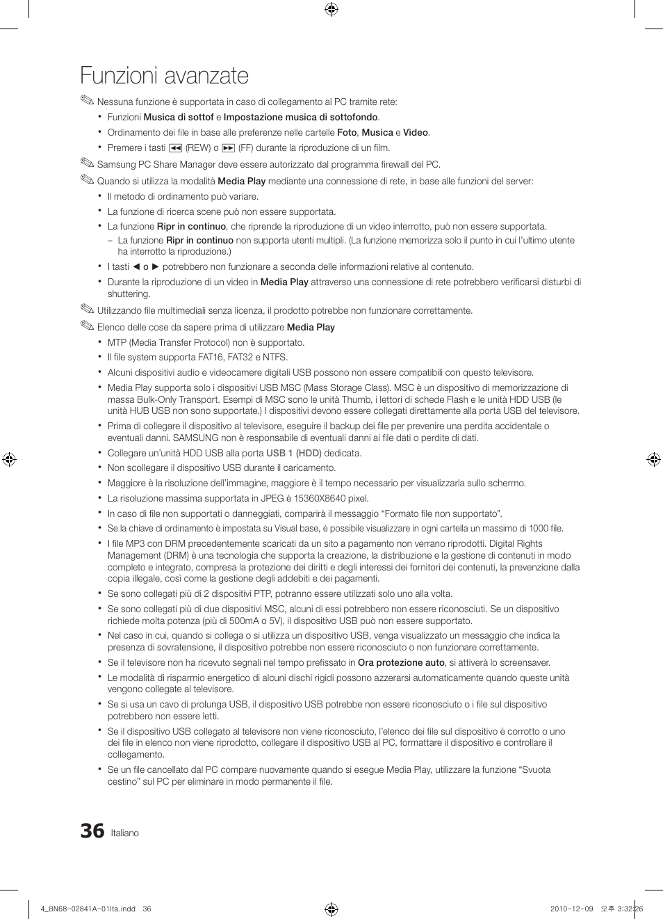 Funzioni avanzate | Samsung UE37C6730US User Manual | Page 216 / 241