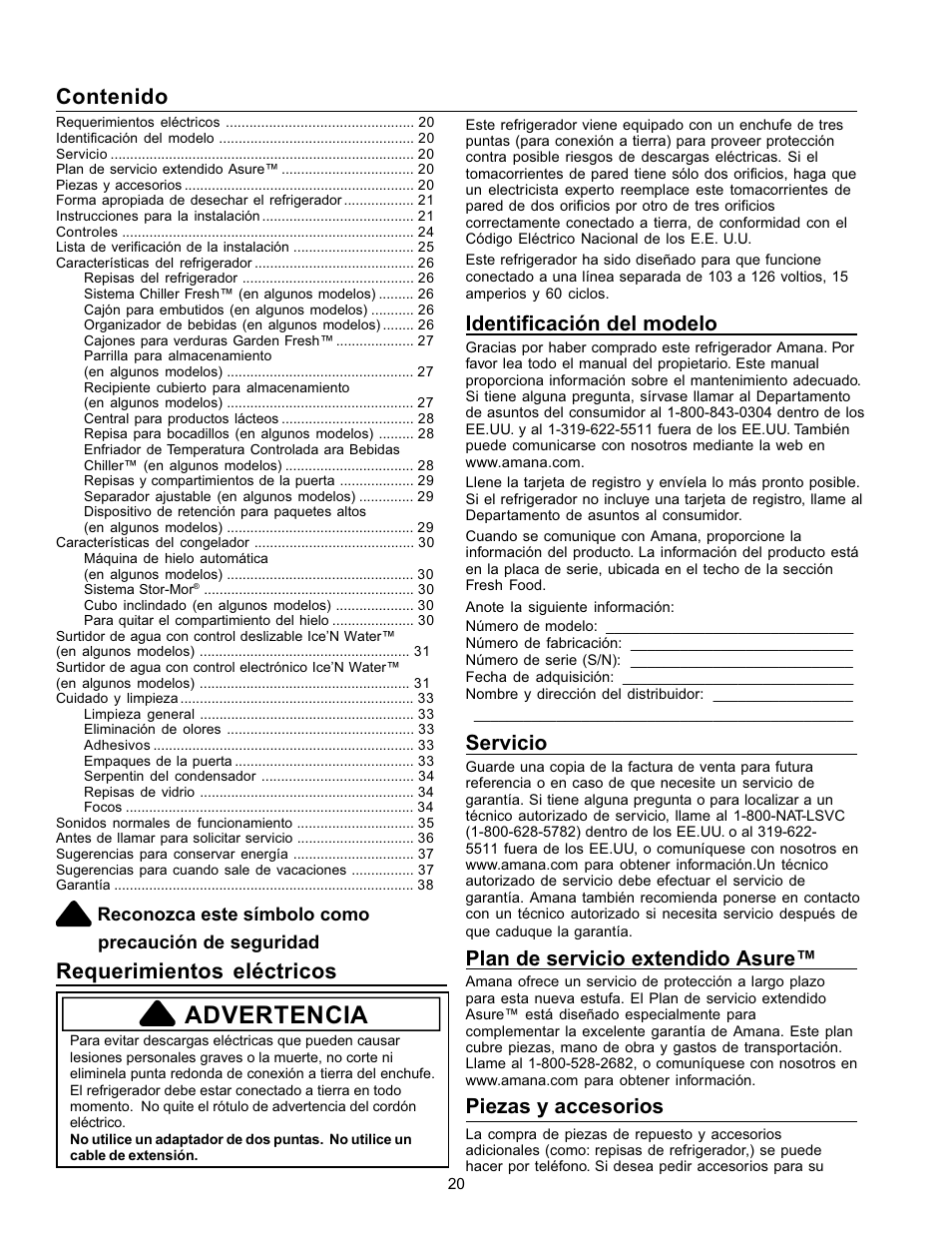 Amana Refrigerator User Manual | Page 20 / 56