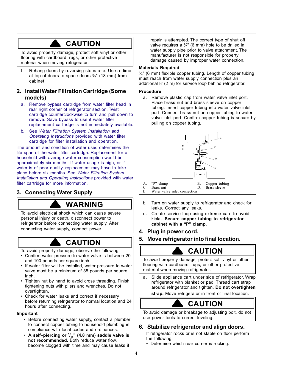 Caution, Warning | Amana Refrigerator User Manual | Page 4 / 56